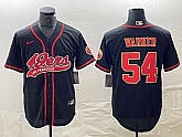 Men's San Francisco 49ers #54 Fred Warner Black Red With Patch Cool Base Stitched Baseball Jersey,baseball caps,new era cap wholesale,wholesale hats